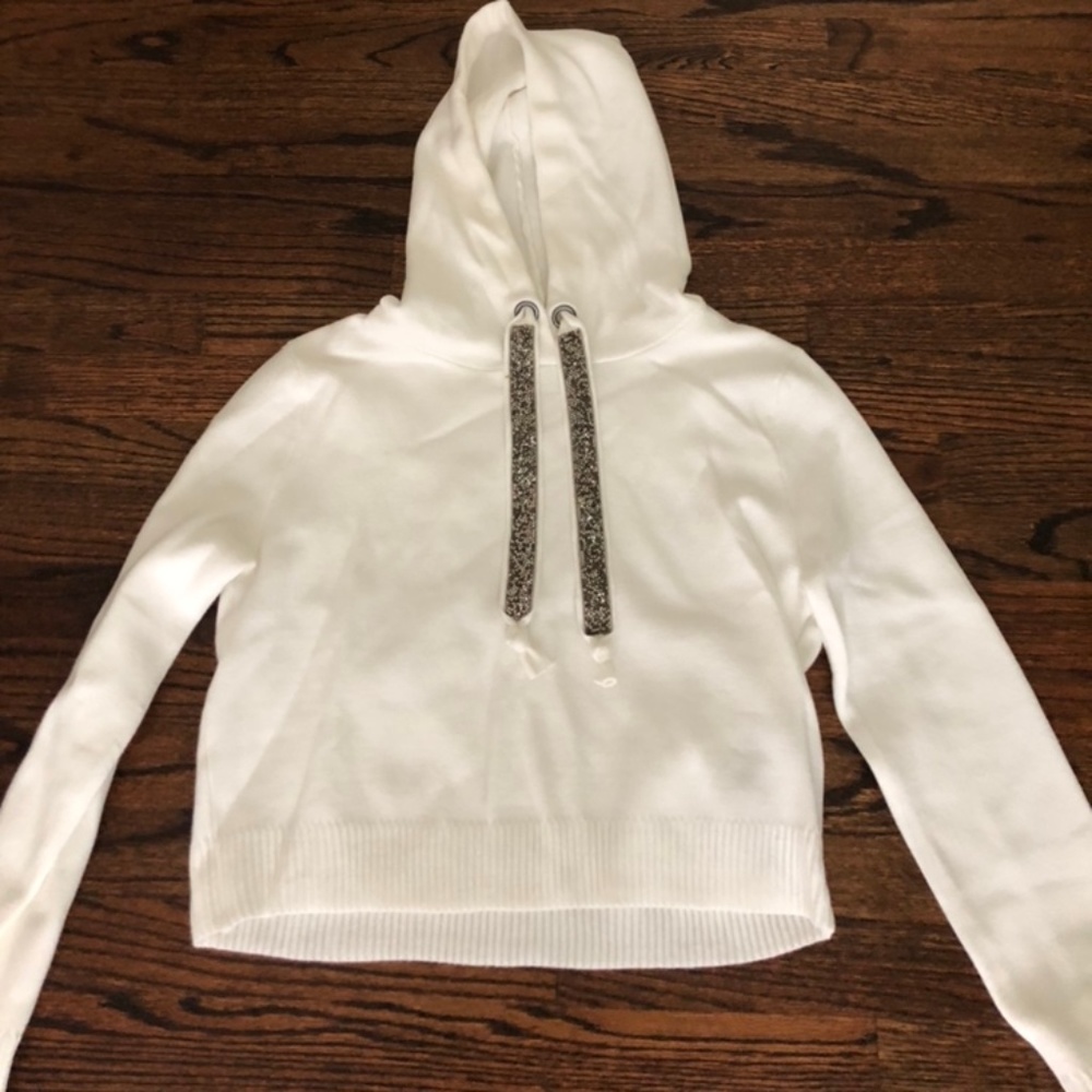 ZARA white hoodie sweater/sweatshirt